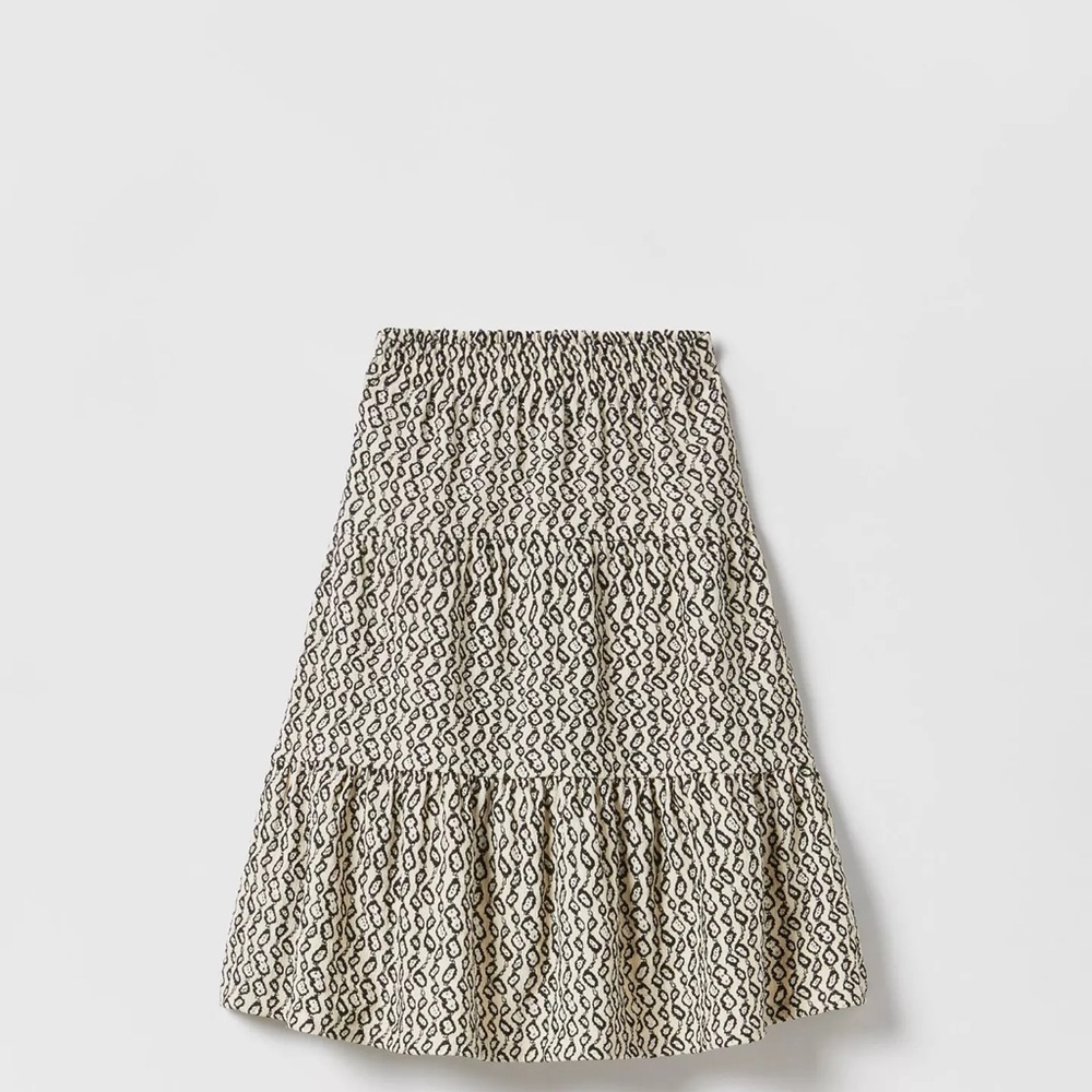 Zara girls (6-7) Black and White Patterned midi Skirt